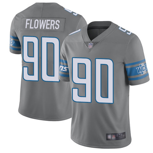 Detroit Lions Limited Steel Men Trey Flowers Jersey NFL Football #90 Rush Vapor Untouchable->women nfl jersey->Women Jersey